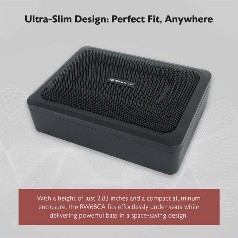 Subwoofer Rockville 6x8" Activo 400W Delgado bajo el asiento
