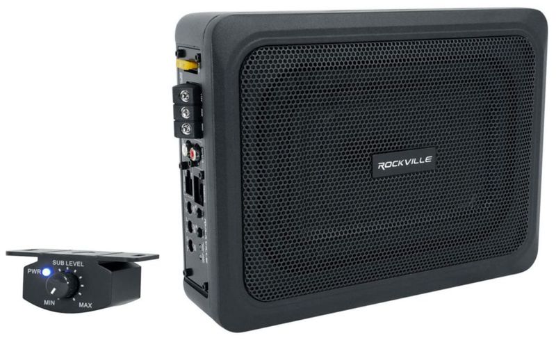 Subwoofer Rockville 6x8" Activo 400W Delgado bajo el asiento