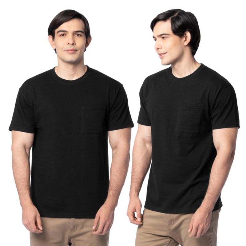 Camiseta Fruit of the Loom 4XL Negra pack de 2 con bolsillo