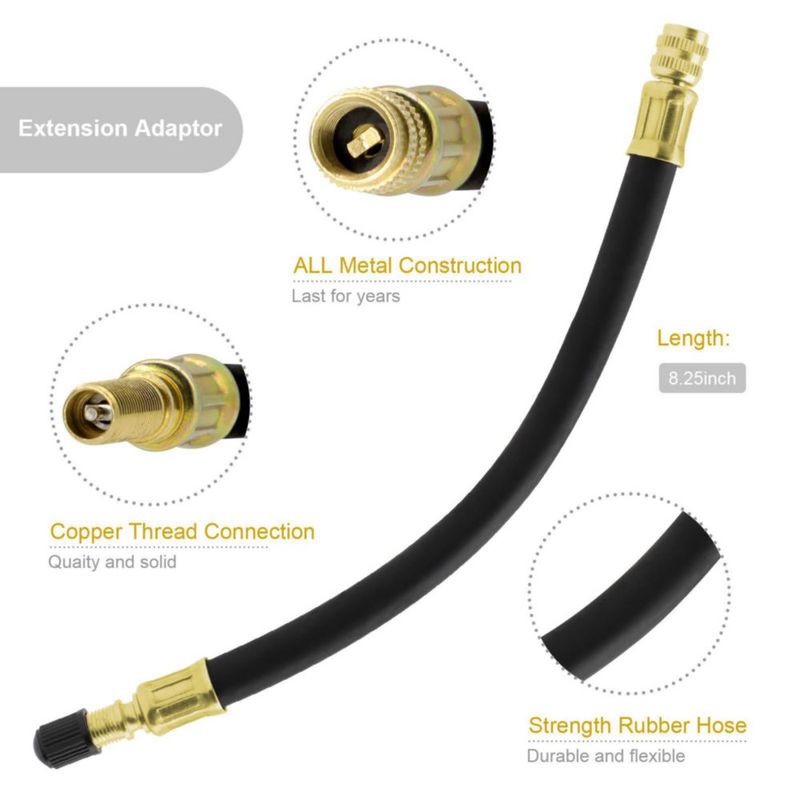 Extensión de Válvula de Neumático ZHSMS Flexible 21 cm de Latón 90°