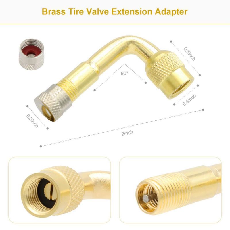 Extensión de Válvula de Neumático ZHSMS Flexible 21 cm de Latón 90°