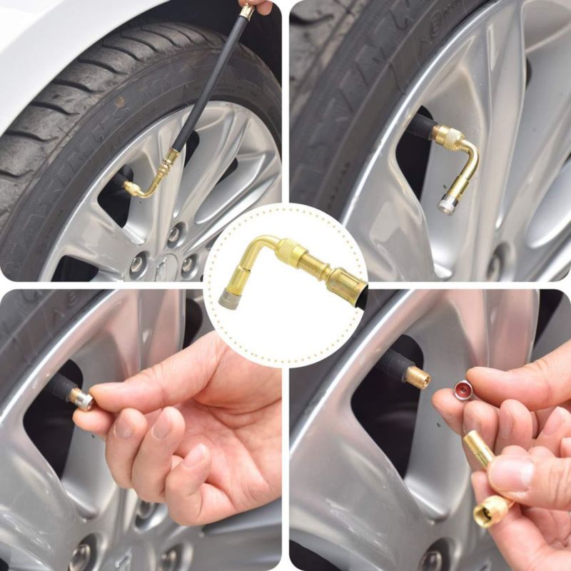 Extensión de Válvula de Neumático ZHSMS Flexible 21 cm de Latón 90°