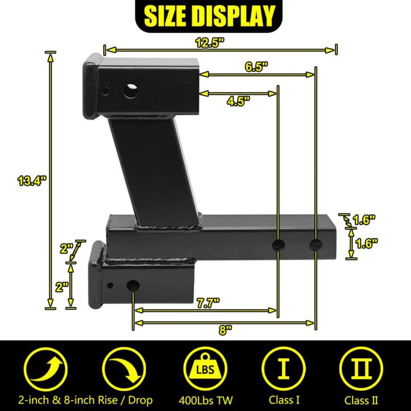 Extensor de Enganche KAIRAY 2" y 20 cm Capacidad 10000 lbs (4500 kg)