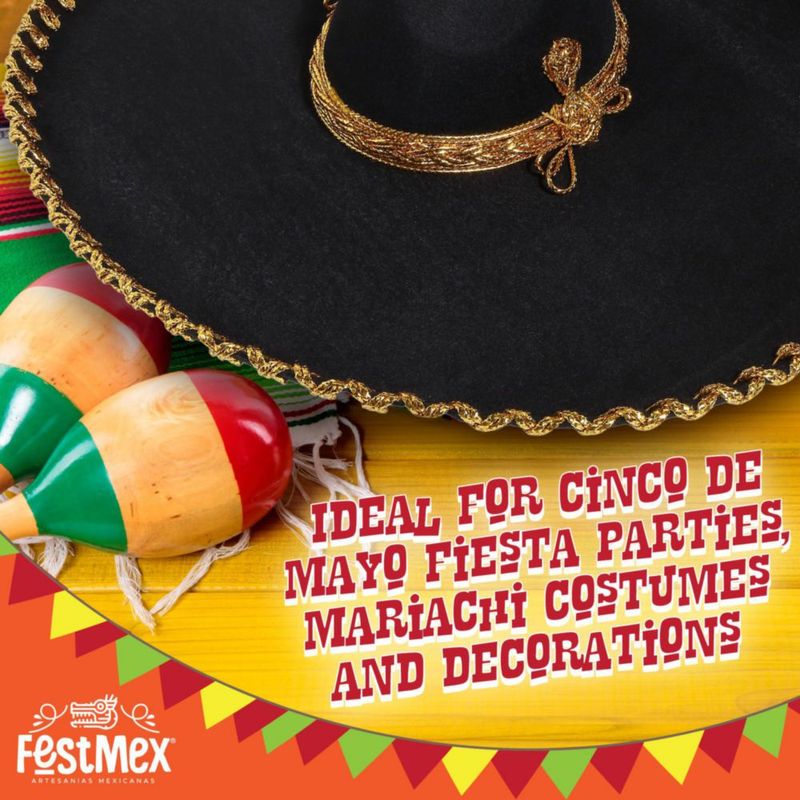 Sombrero FESTMEX negro y dorado bordado – talla adulta