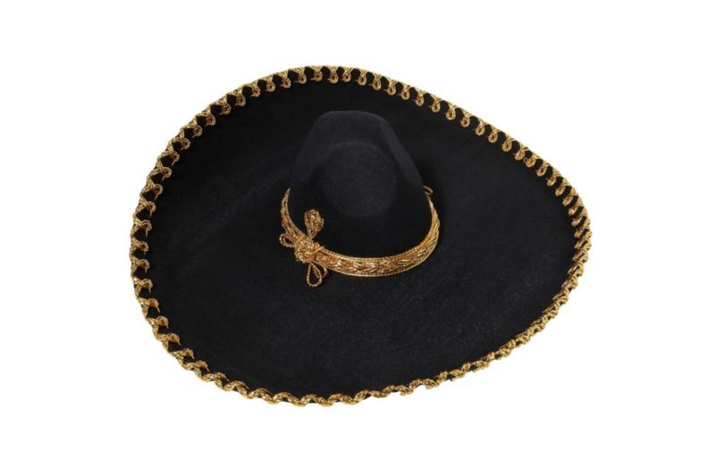 Sombrero FESTMEX negro y dorado bordado – talla adulta