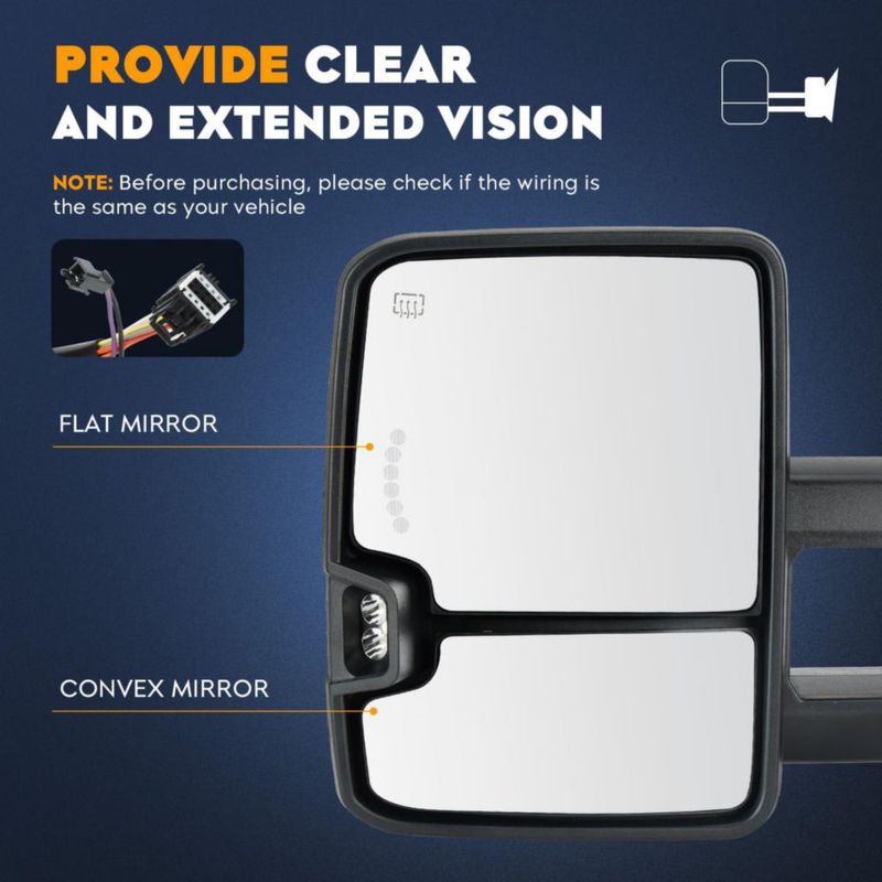 Espejo de remolque Aeagle para Chevrolet y GMC 2007‑2014 par con calefacción eléctrica