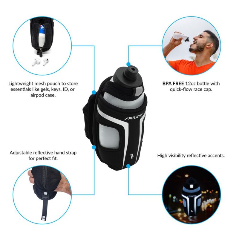 Fitletic HydraPocket Botella de mano negra 355 ml