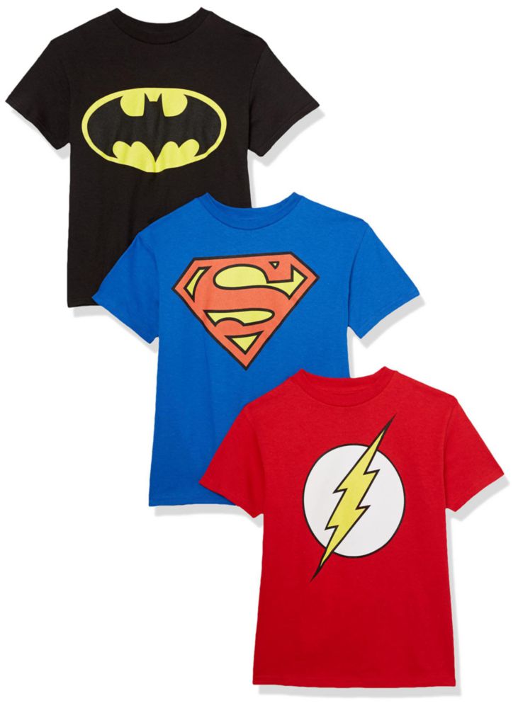 Camiseta DC Comics 8 US Pack de 3 colores Negro/Rojo/Royal