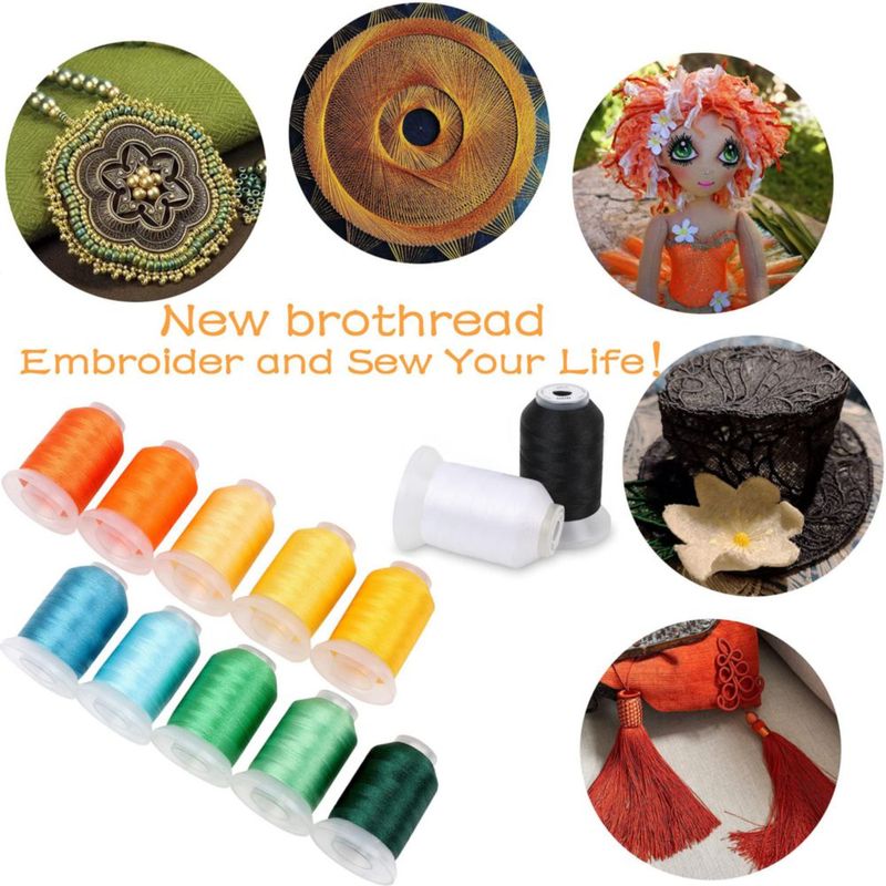 YARN New brothread Kit de 63 bobinas de 500 m con tarjeta de colores