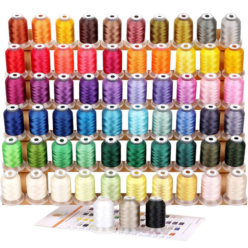 YARN New brothread Kit de 63 bobinas de 500 m con tarjeta de colores