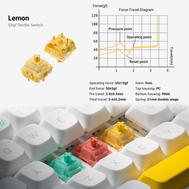 Teclado nuphy Halo65 V2 inalámbrico BT5.0/USB‑C 798 g