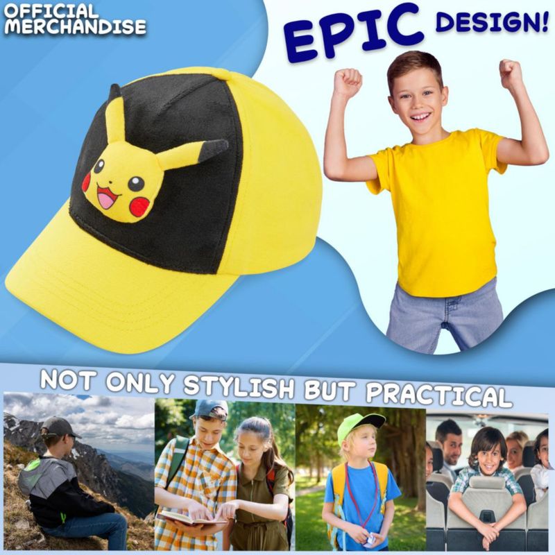 Gorra Pokémon para niños con diseño 3D Pikachu/Bulbasaur 56 cm