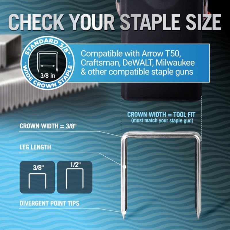 Grapas Better Boat T50 Acero Inoxidable 3/8" 13 cm