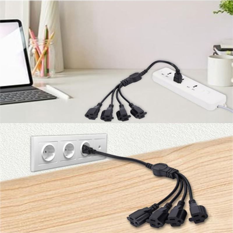 Cable divisor de alimentación NAHAO 3 clavijas 1 a 4 salidas 05 m negro