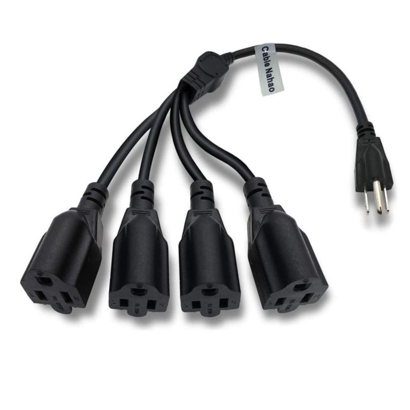 Cable divisor de alimentación NAHAO 3 clavijas 1 a 4 salidas 05 m negro