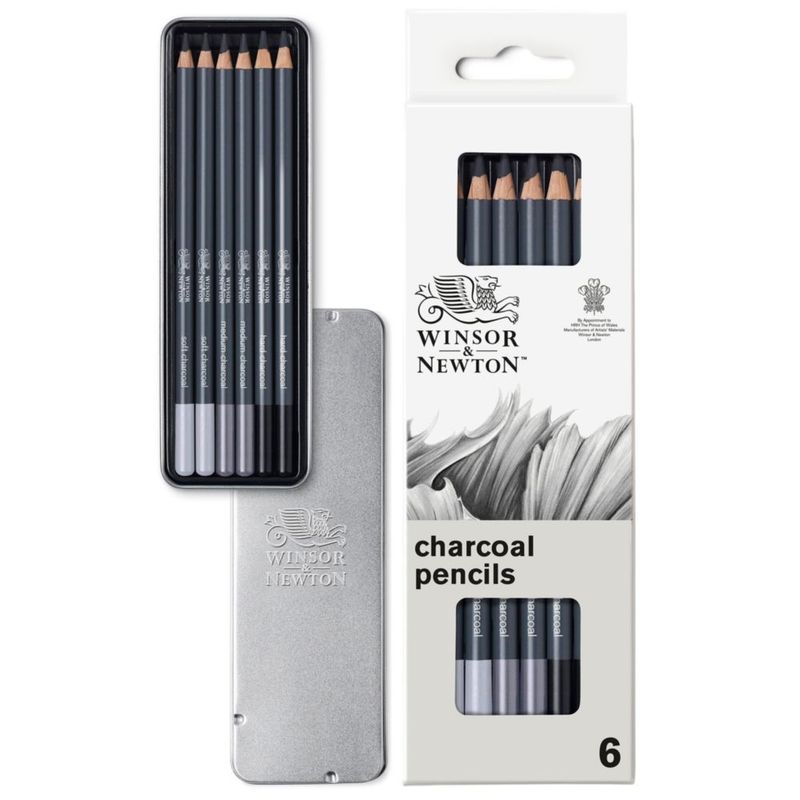 Lápices de carbón Winsor & Newton 6 unidades Studio