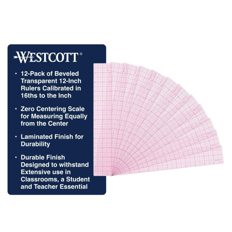 Regla Westcott 30 cm de cuadrícula paquete de 12 transparente