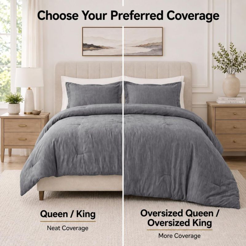 Juego de Edredón CozyLux King Gris Jaspeado 3 Piezas