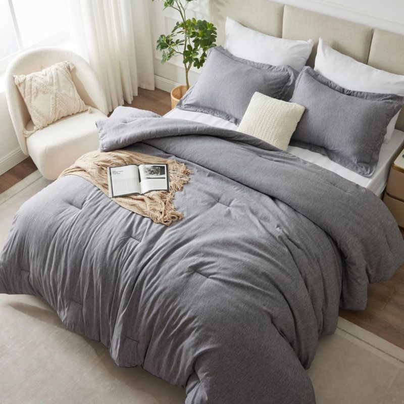 Juego de Edredón CozyLux King Gris Jaspeado 3 Piezas