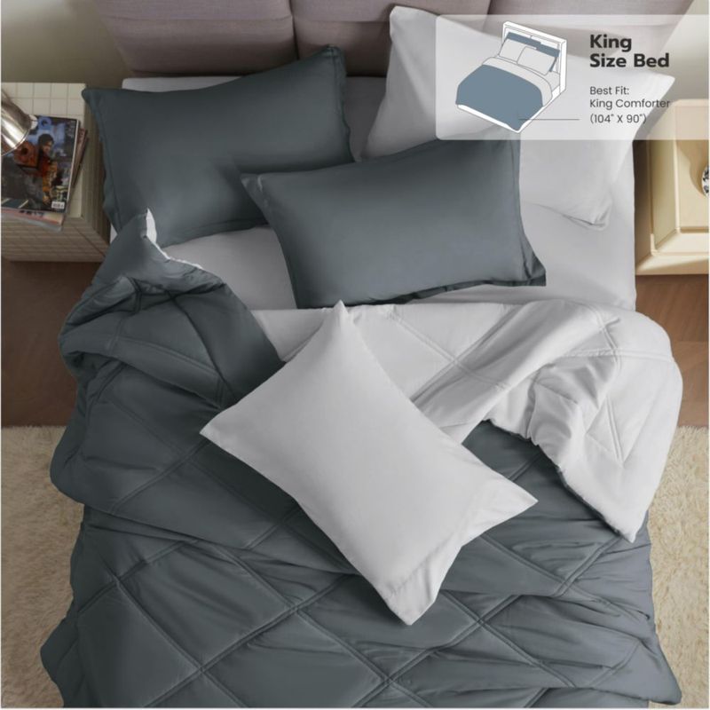 Juego de ropa de cama Joiedomi King 7 piezas gris oscuro