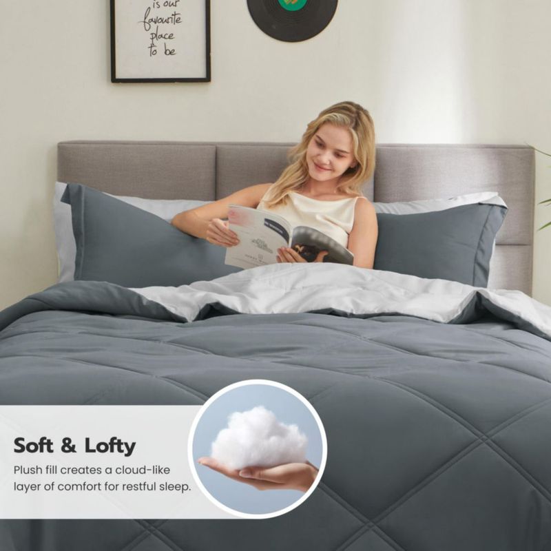 Juego de ropa de cama Joiedomi King 7 piezas gris oscuro