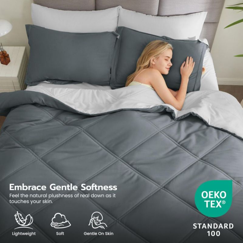 Juego de ropa de cama Joiedomi King 7 piezas gris oscuro