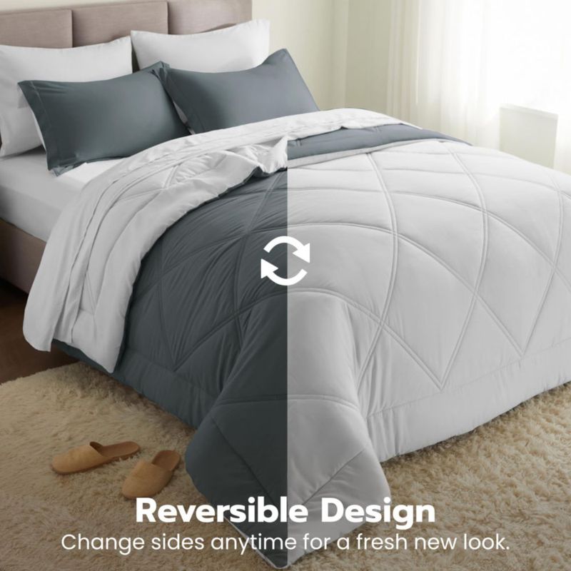 Juego de ropa de cama Joiedomi King 7 piezas gris oscuro