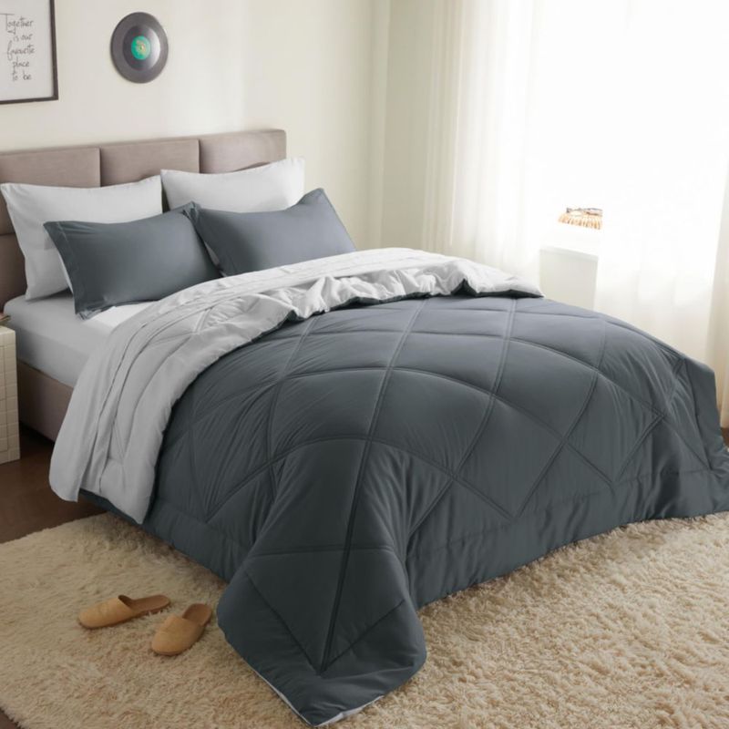 Juego de ropa de cama Joiedomi King 7 piezas gris oscuro
