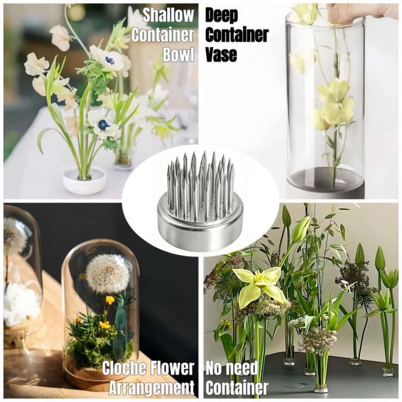 Set de 12 Soportes para Flores Eggone 23 mm Acero Inoxidable