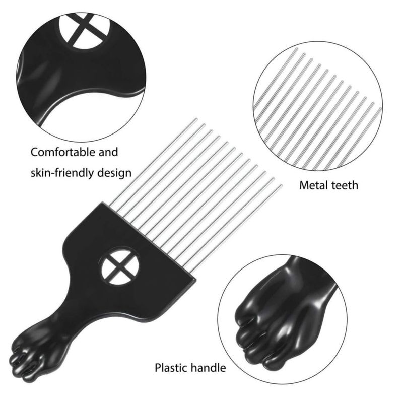 Peine Afro de Metal Boao 18 × 6 cm – Pack de 3