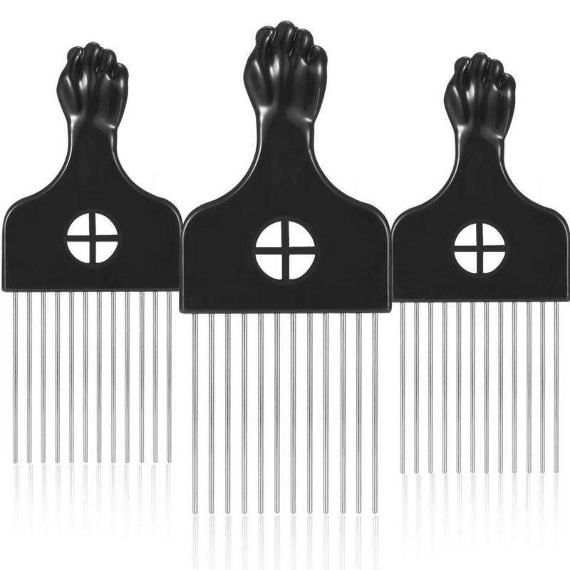Peine Afro de Metal Boao 18 × 6 cm – Pack de 3