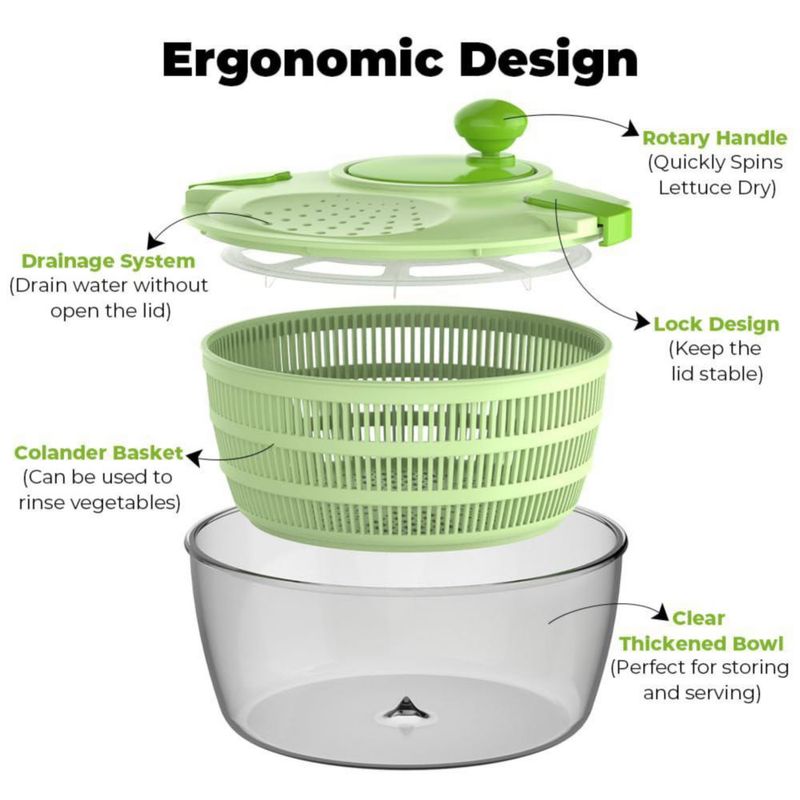 Centrifugador de Ensaladas Vihoom 4.4 QT Cuenco y Cesta