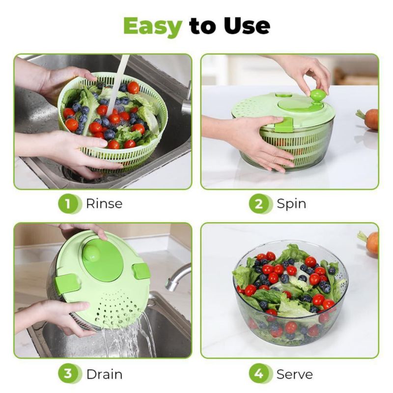 Centrifugador de Ensaladas Vihoom 4.4 QT Cuenco y Cesta