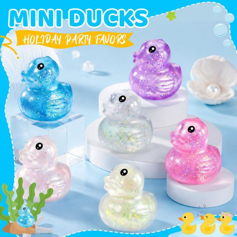 Juguete de Apretar VESPRO Mini Pato Brilloso de 5 cm (Pack de 12)