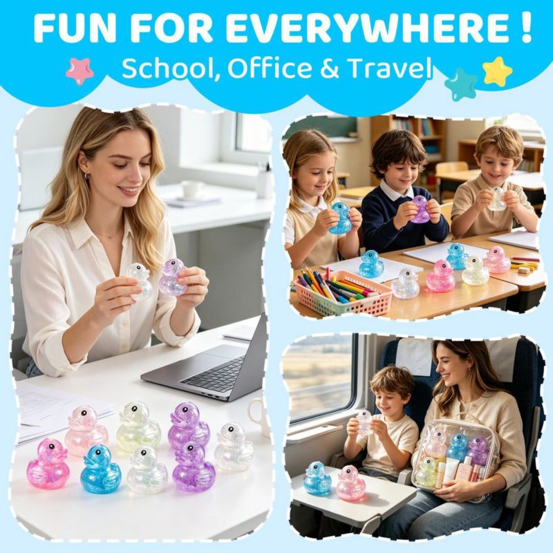 Juguete de Apretar VESPRO Mini Pato Brilloso de 5 cm (Pack de 12)