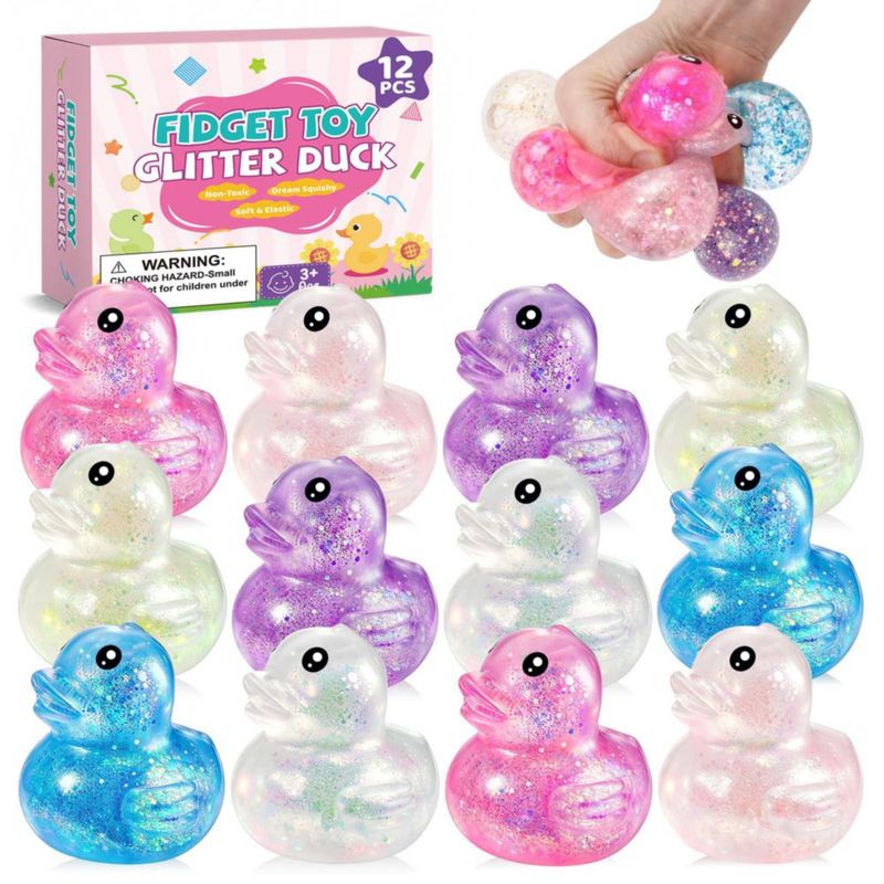 Juguete de Apretar VESPRO Mini Pato Brilloso de 5 cm (Pack de 12)