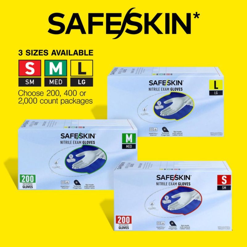 Guantes de Nitrilo SAFESKIN Talla Mediana 200 uds Sin Polvo 3.5 mil