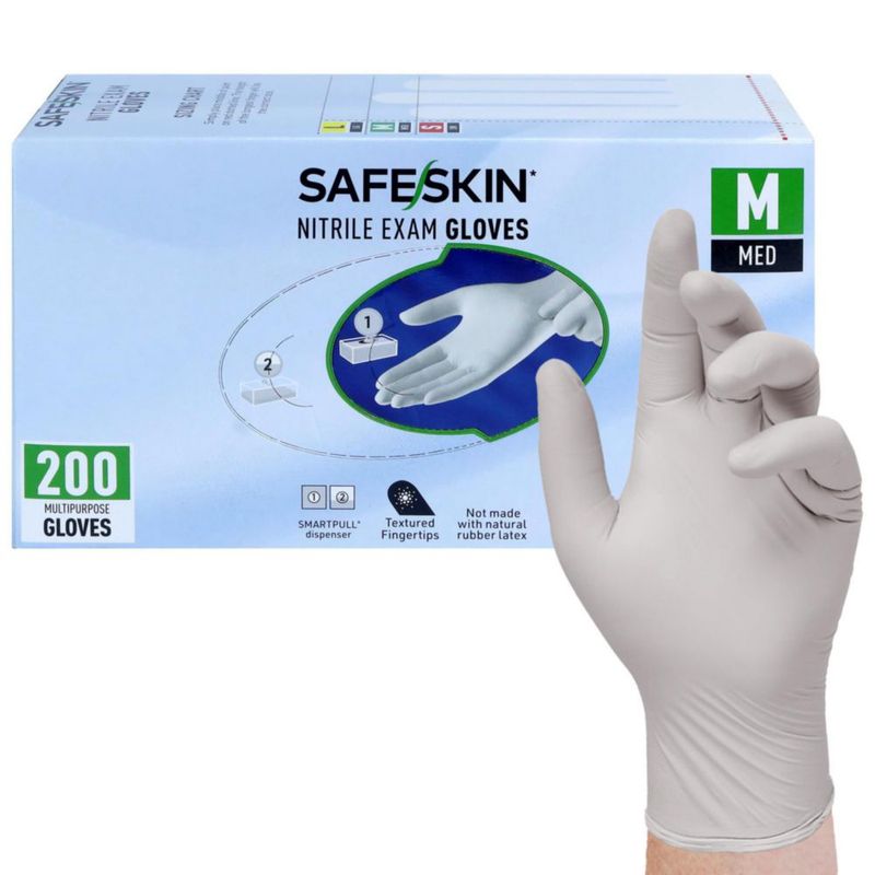Guantes de Nitrilo SAFESKIN Talla Mediana 200 uds Sin Polvo 3.5 mil