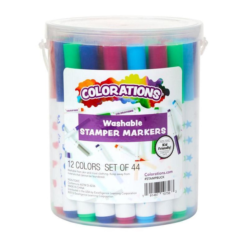 Set de 44 sellos de marcador lavables Colorations en cubo