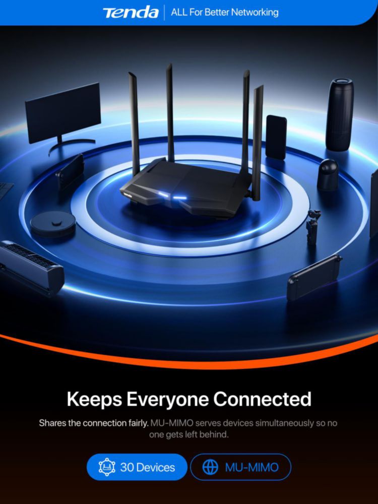 Router WiFi Tenda AC1200 Doble Banda 12 Gbps 4 Puertos