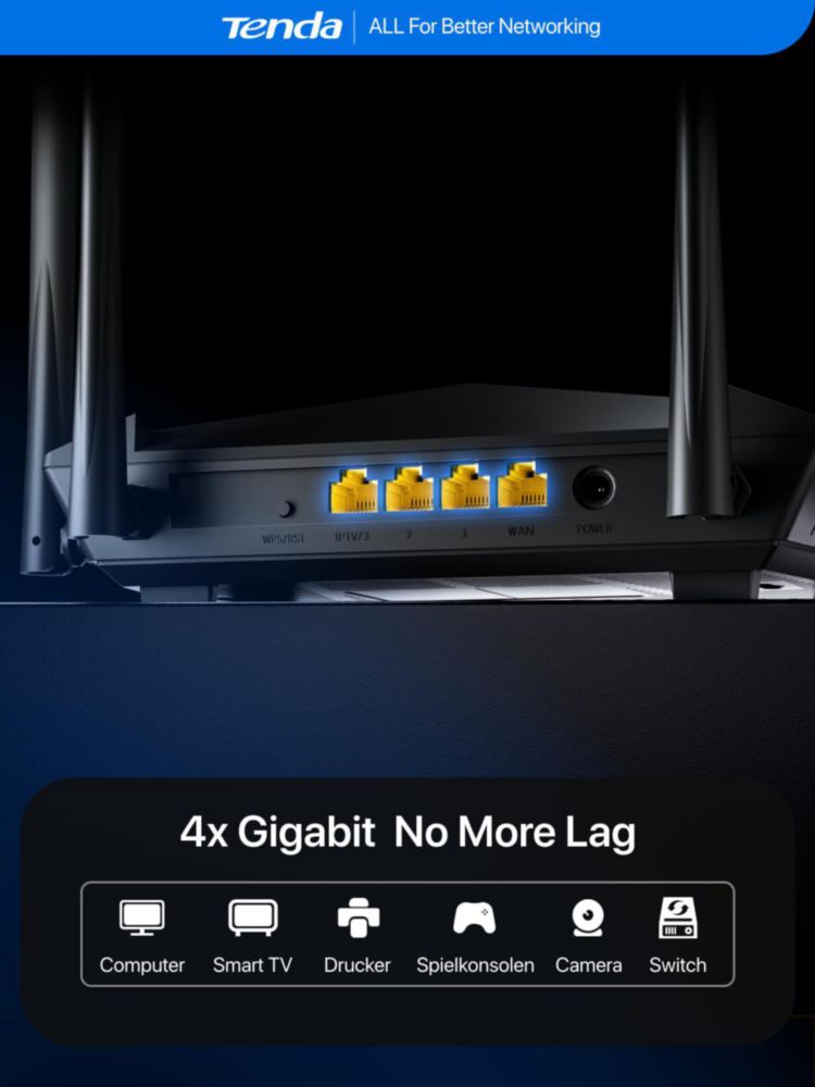 Router WiFi Tenda AC1200 Doble Banda 12 Gbps 4 Puertos