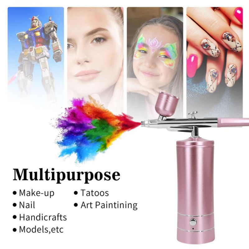 Kit de Aerógrafo crpen Inalámbrico para Arte de Uñas y Maquillaje Rosa