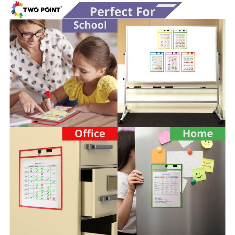 Fundas de borrado en seco Two Point paquete de 6 orientación vertical 25 × 36 cm
