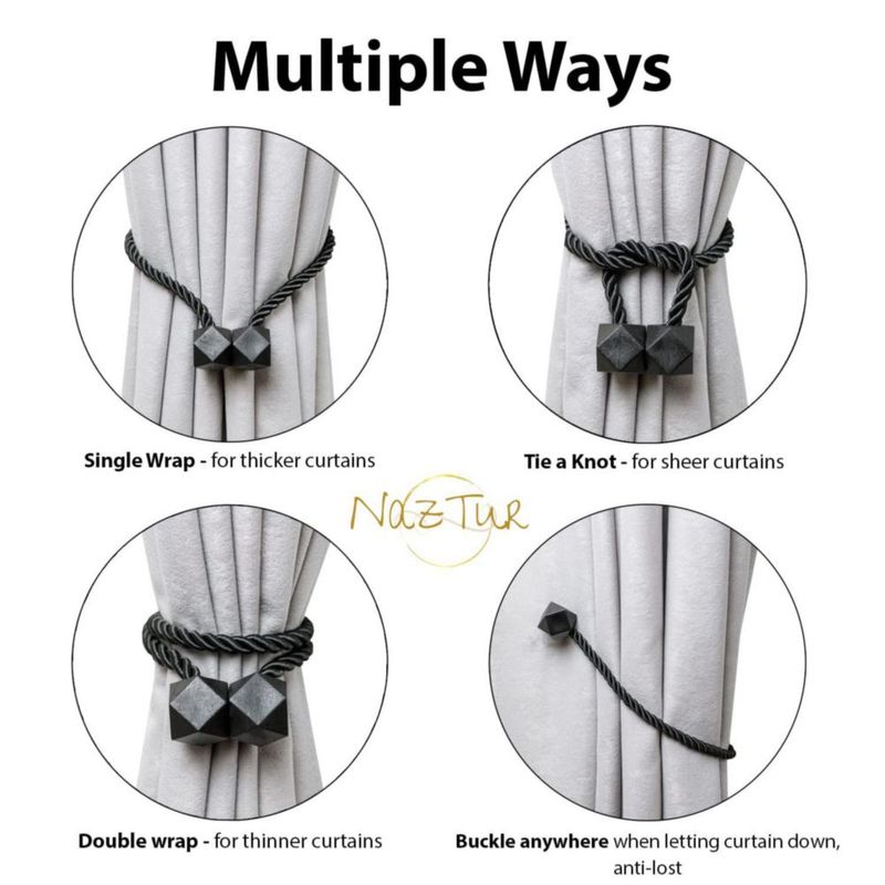 Sujetadores magnéticos para cortinas NazTur 46 cm paquete de 2