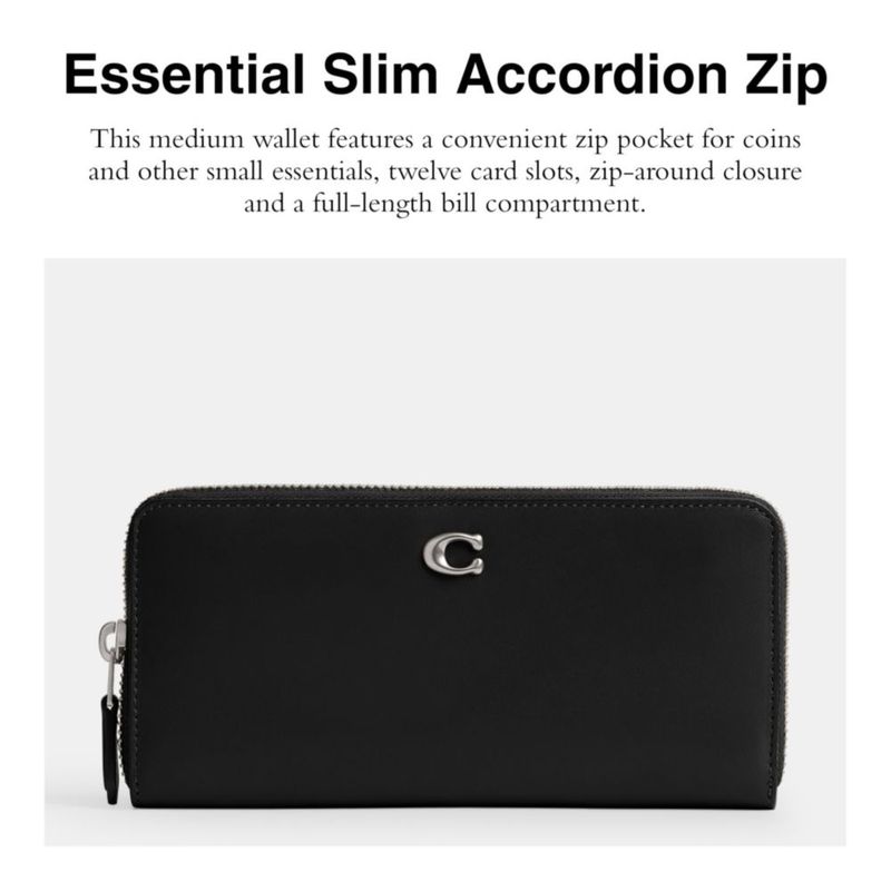 Cartera Coach Essential Slim Zip de 19 cm de cuero
