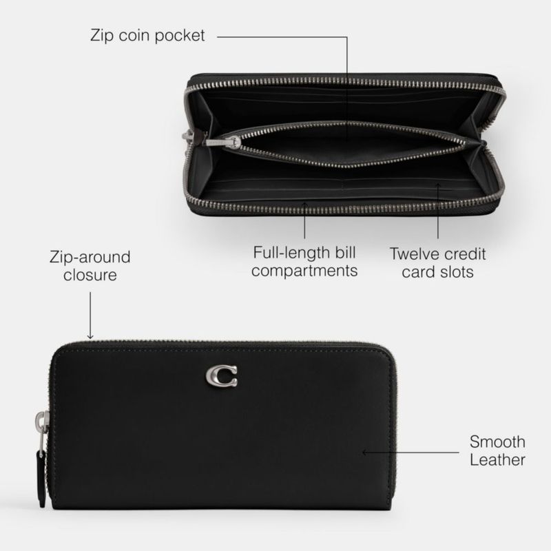 Cartera Coach Essential Slim Zip de 19 cm de cuero