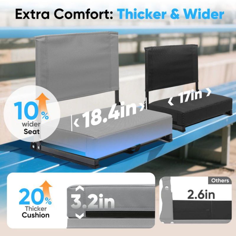 Asiento de estadio Sekey 46 cm gris con soporte lumbar - 1 unidad