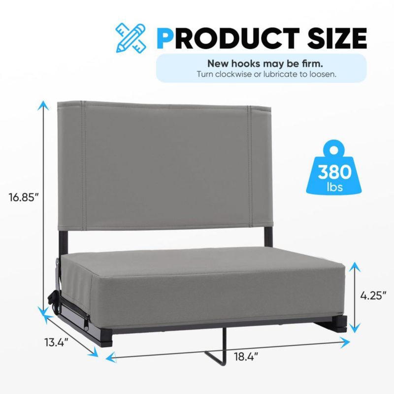 Asiento de estadio Sekey 46 cm gris con soporte lumbar - 1 unidad