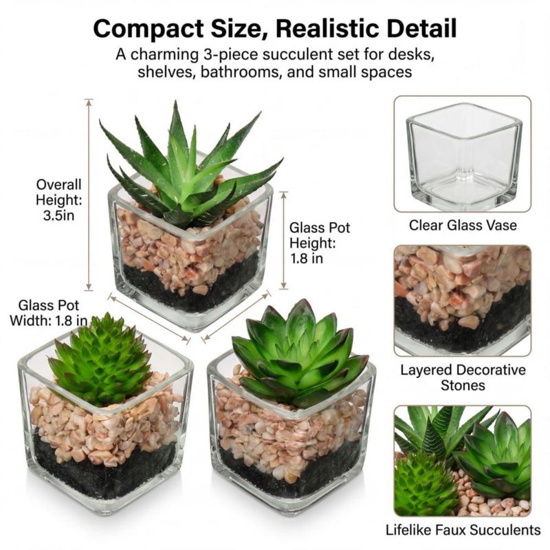 Plantas artificiales Briful 10‑13 cm juego de 3
