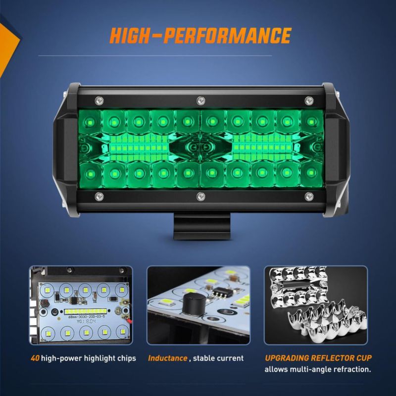 Módulos de luz LED Nilight 17 cm 120 W Haz verde combinado